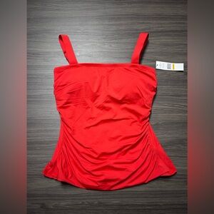Carmen Marc Valvo Runched Scarlet Swim Top Size Small NWT